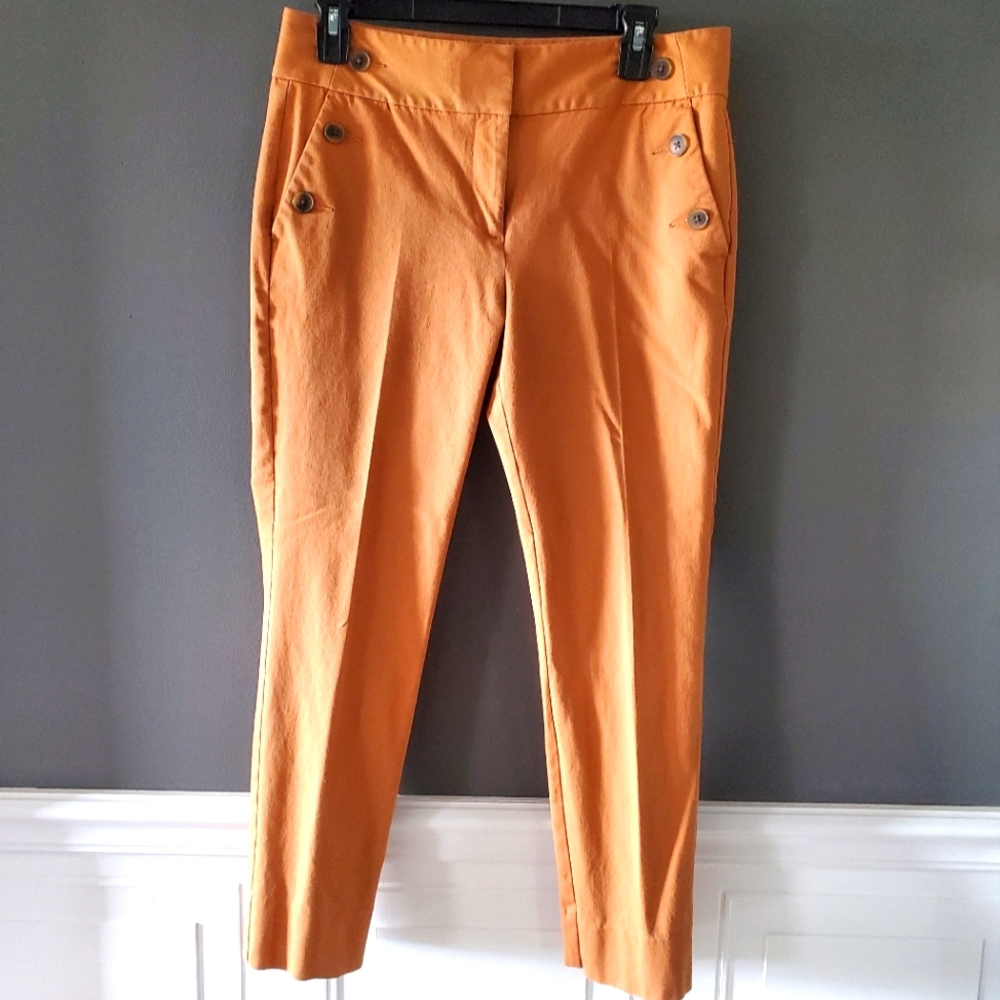LOFT Button Front Skinny Ankle 6